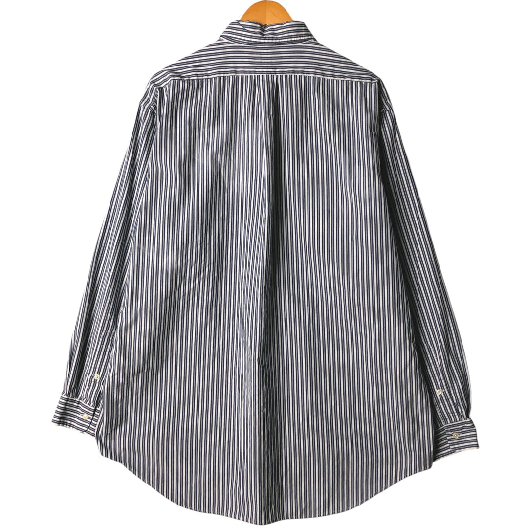 Ralph Lauren YARMOUTH Long Sleeve Button-Down Striped Shirt, Men's XL cotton blue type Vintage Second Hand