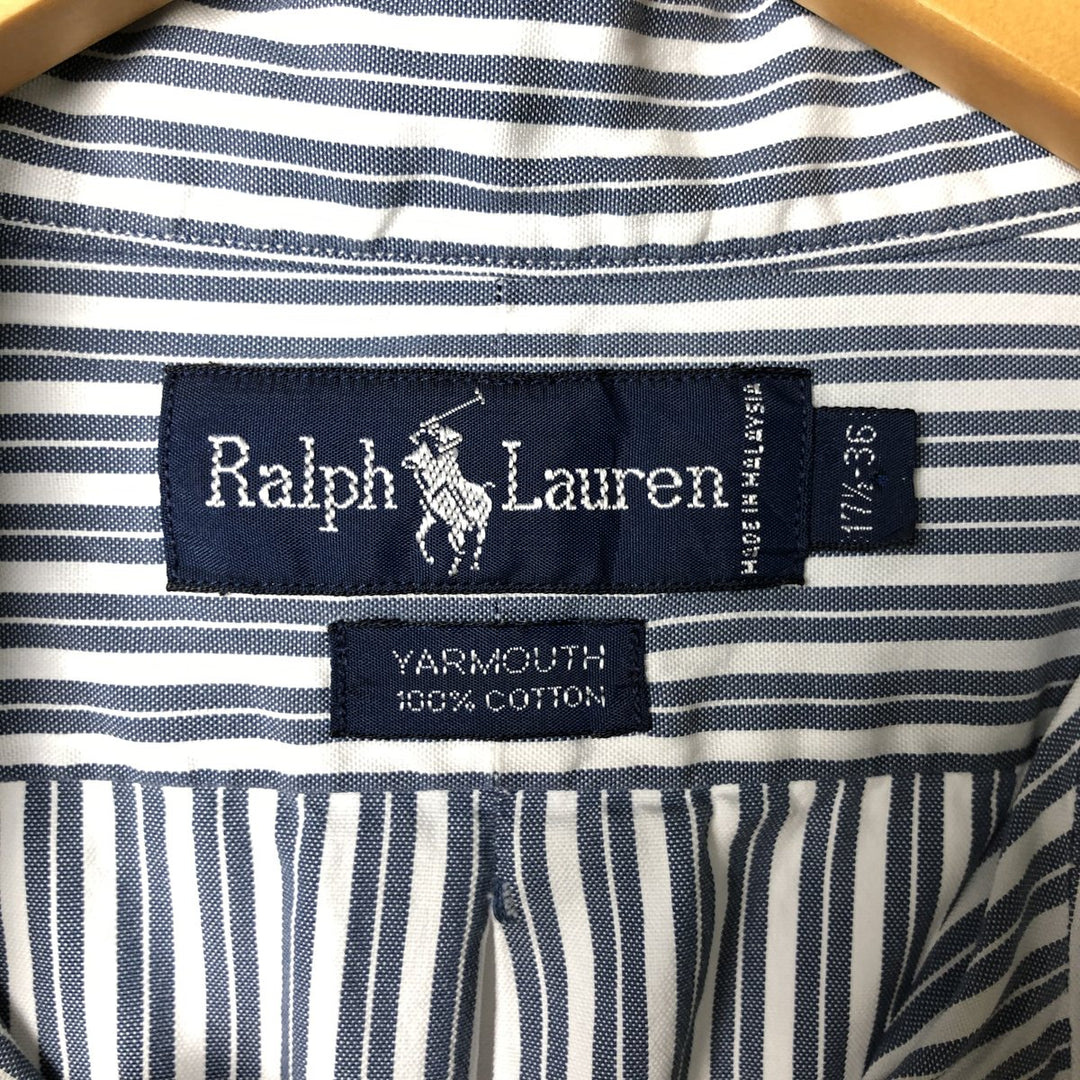 Ralph Lauren YARMOUTH Long Sleeve Button-Down Striped Shirt, Men's XL cotton blue type Vintage Second Hand
