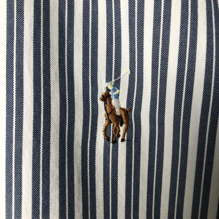 Ralph Lauren YARMOUTH Long Sleeve Button-Down Striped Shirt, Men's XL cotton blue type Vintage Second Hand