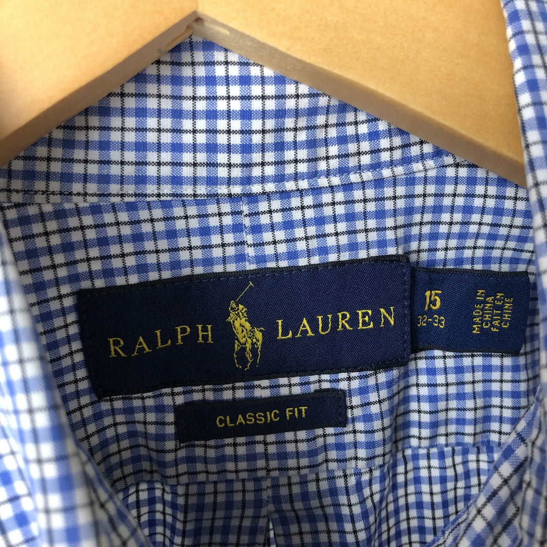 Ralph Lauren Classic Fit Long Sleeve Button Down Check Shirt Men's M cotton blue type Vintage Second Hand