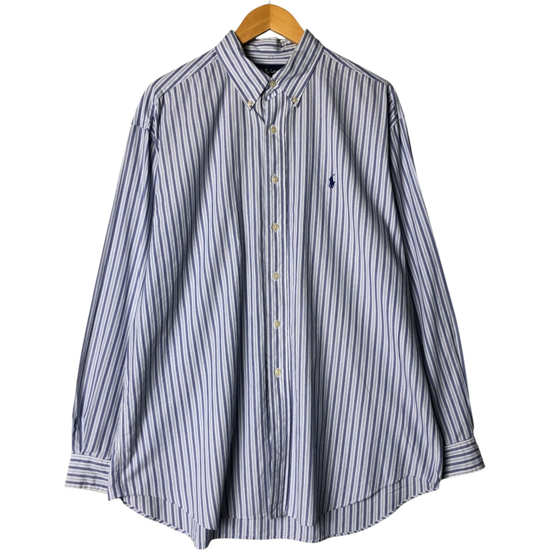 Ralph Lauren BLAKE long sleeve button-down striped shirt, men's size XL cotton white type Vintage Second Hand