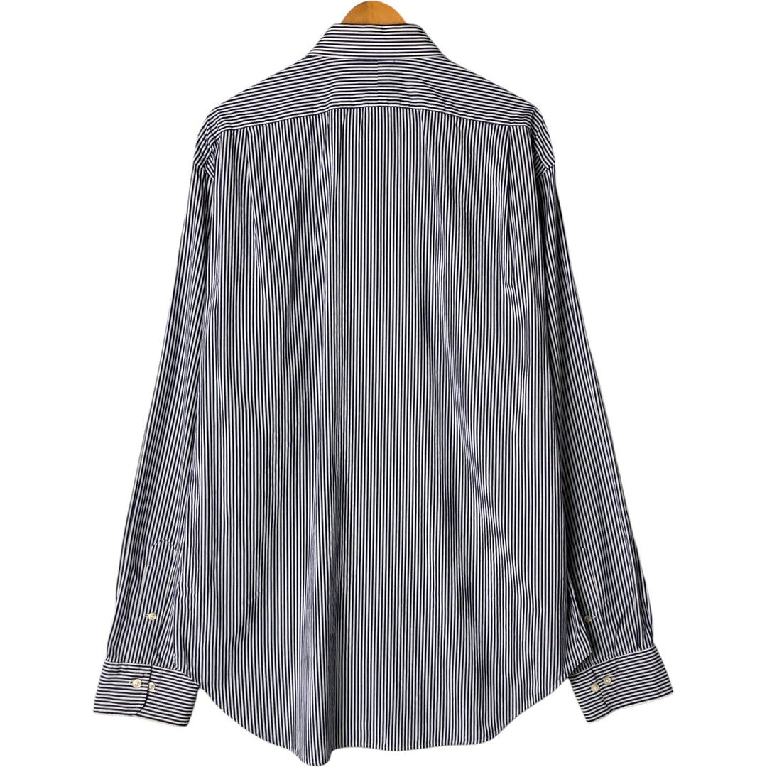 Ralph Lauren REGENT CLASSIC FIT long-sleeved wide-collar cotton striped shirt, men's size XL cotton blue type Vintage Second Hand