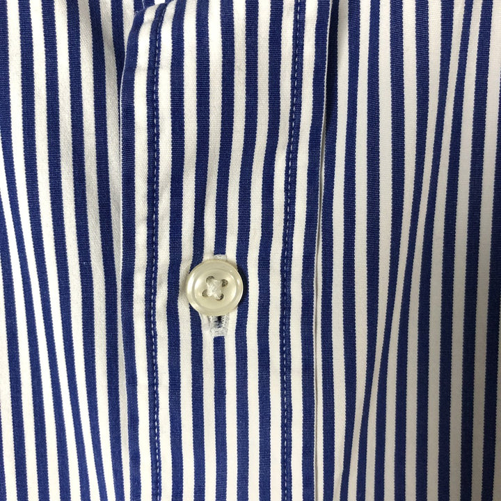 Ralph Lauren REGENT CLASSIC FIT long-sleeved wide-collar cotton striped shirt, men's size XL cotton blue type Vintage Second Hand