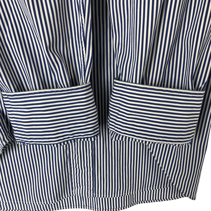 Ralph Lauren REGENT CLASSIC FIT long-sleeved wide-collar cotton striped shirt, men's size XL cotton blue type Vintage Second Hand