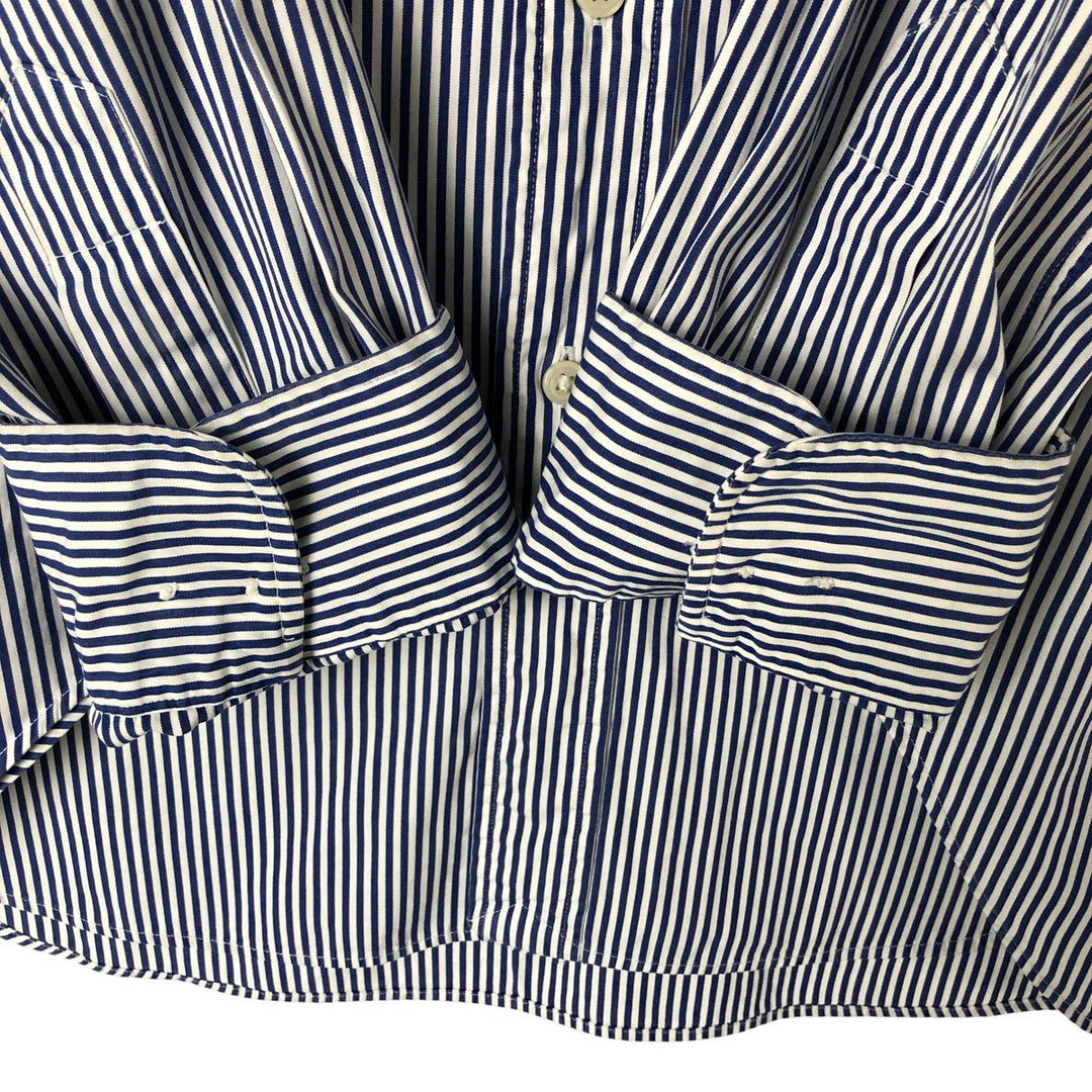 Ralph Lauren REGENT CLASSIC FIT long-sleeved wide-collar cotton striped shirt, men's size XL cotton blue type Vintage Second Hand