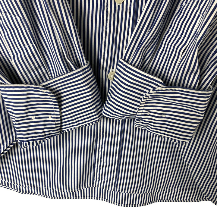 Ralph Lauren REGENT CLASSIC FIT long-sleeved wide-collar cotton striped shirt, men's size XL cotton blue type Vintage Second Hand