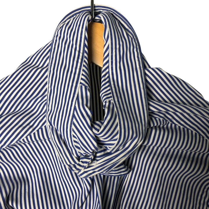 Ralph Lauren REGENT CLASSIC FIT long-sleeved wide-collar cotton striped shirt, men's size XL cotton blue type Vintage Second Hand