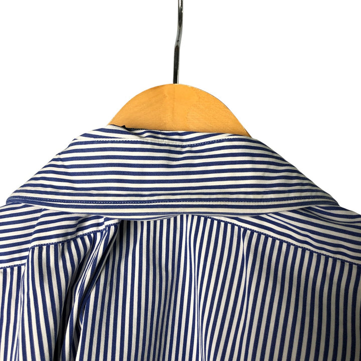 Ralph Lauren REGENT CLASSIC FIT long-sleeved wide-collar cotton striped shirt, men's size XL cotton blue type Vintage Second Hand