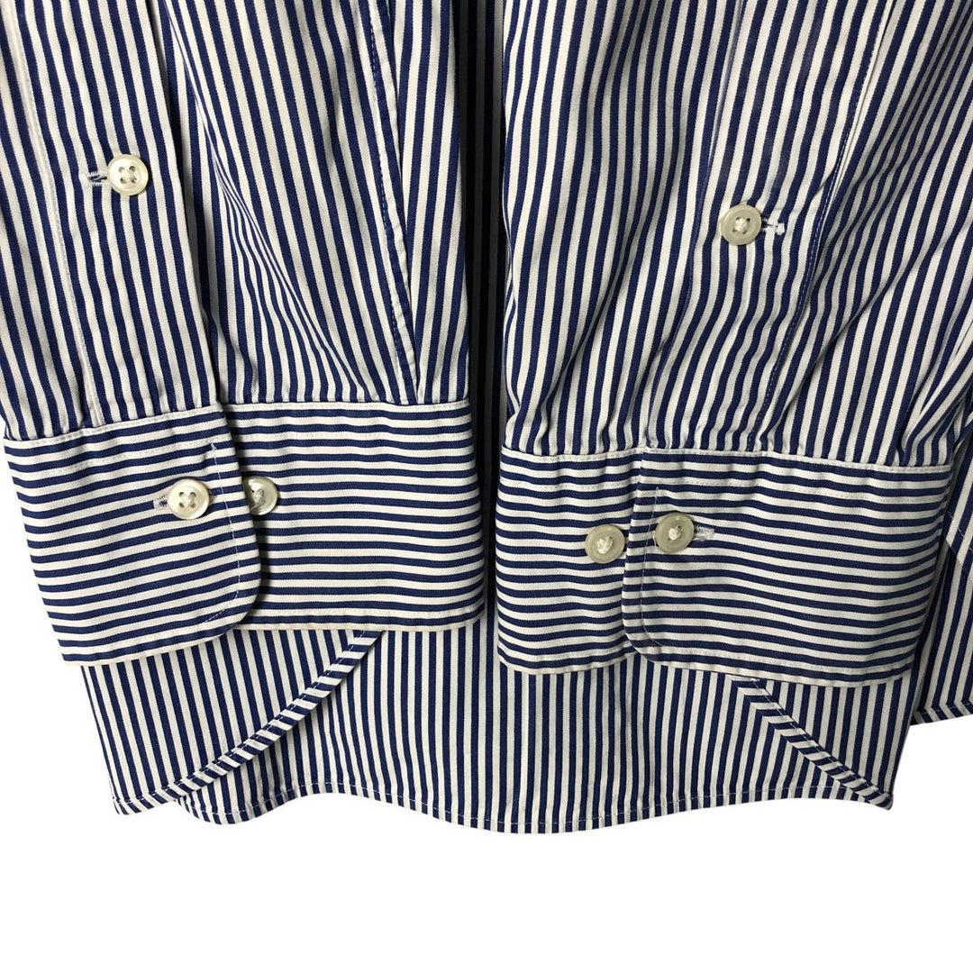 Ralph Lauren REGENT CLASSIC FIT long-sleeved wide-collar cotton striped shirt, men's size XL cotton blue type Vintage Second Hand