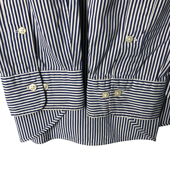 Ralph Lauren REGENT CLASSIC FIT long-sleeved wide-collar cotton striped shirt, men's size XL cotton blue type Vintage Second Hand