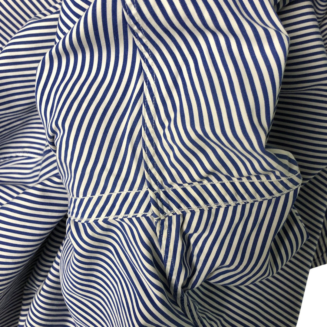 Ralph Lauren REGENT CLASSIC FIT long-sleeved wide-collar cotton striped shirt, men's size XL cotton blue type Vintage Second Hand
