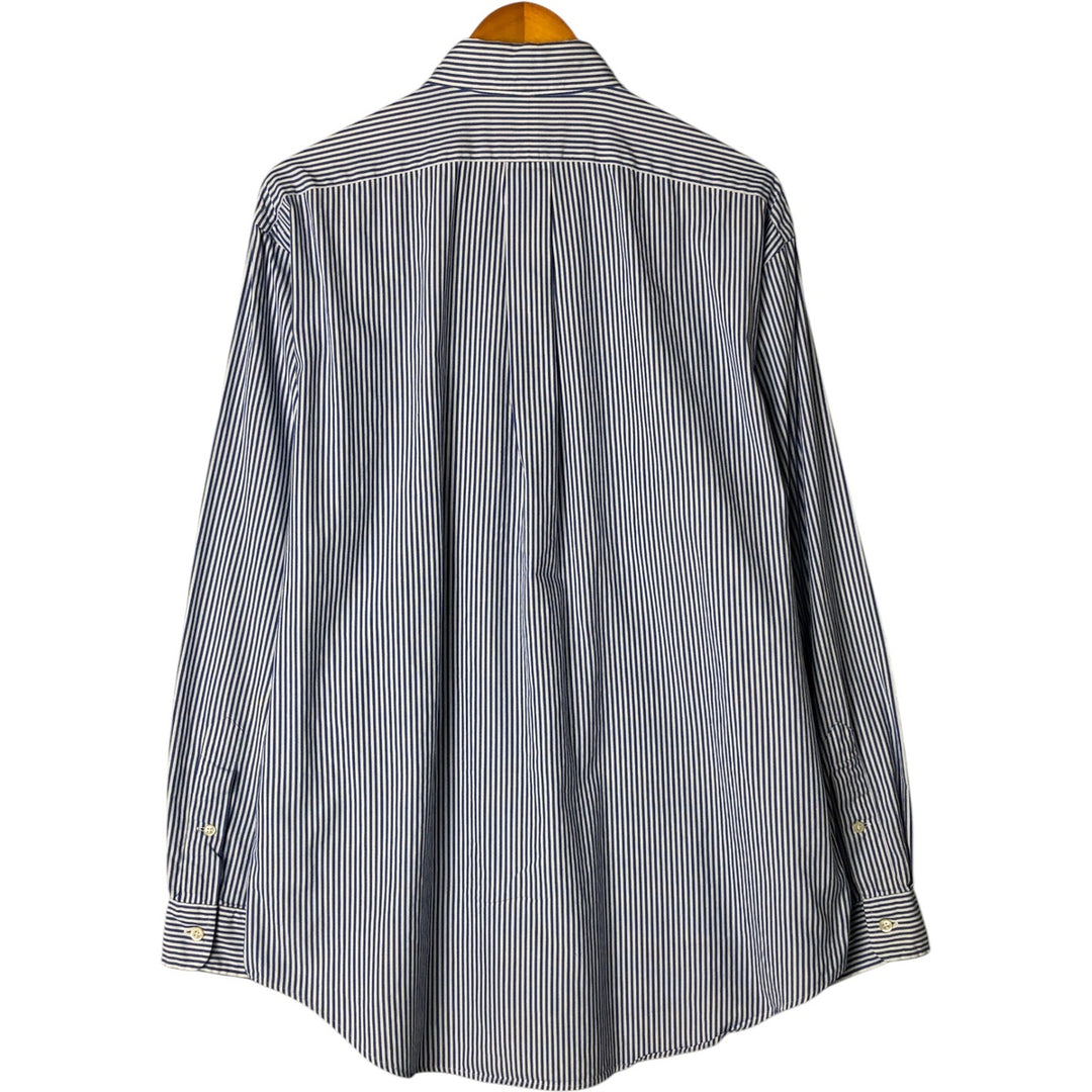 Ralph Lauren YARMOUTH short sleeve button down striped shirt, men's size L cotton blue type Vintage Second Hand