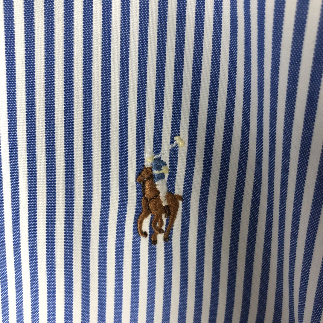 Ralph Lauren YARMOUTH short sleeve button down striped shirt, men's size L cotton blue type Vintage Second Hand