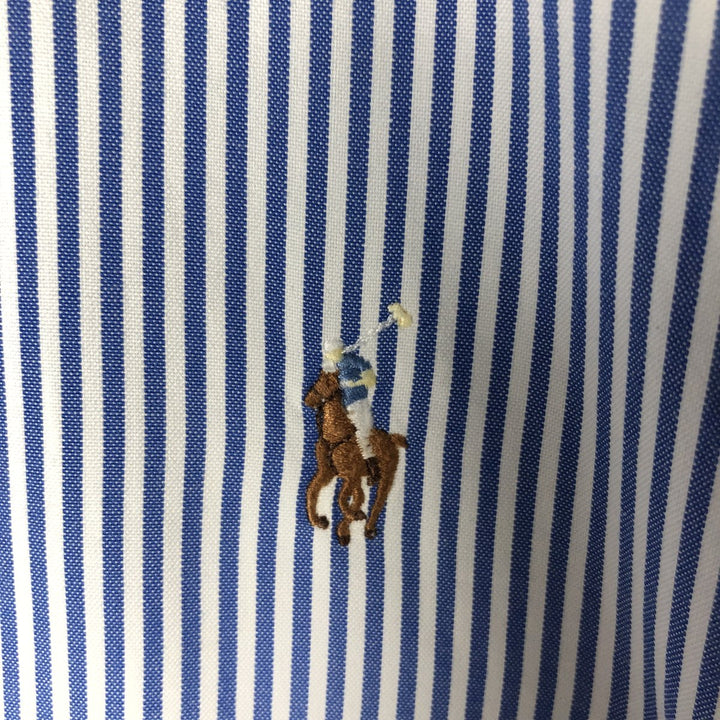Ralph Lauren YARMOUTH short sleeve button down striped shirt, men's size L cotton blue type Vintage Second Hand