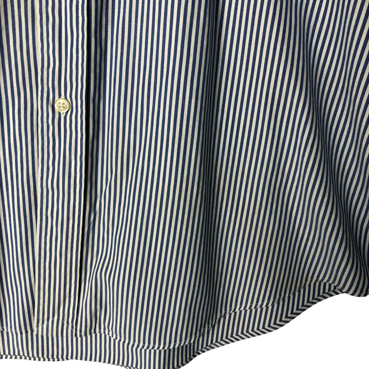 Ralph Lauren YARMOUTH short sleeve button down striped shirt, men's size L cotton blue type Vintage Second Hand