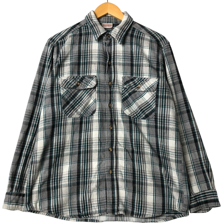 FIELD AND STREAM Long Sleeve Heavy Flannel Check Shirt, Men's Size L unclear gray type Vintage Second Hand