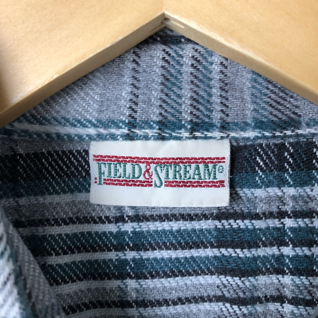 FIELD AND STREAM Long Sleeve Heavy Flannel Check Shirt, Men's Size L unclear gray type Vintage Second Hand
