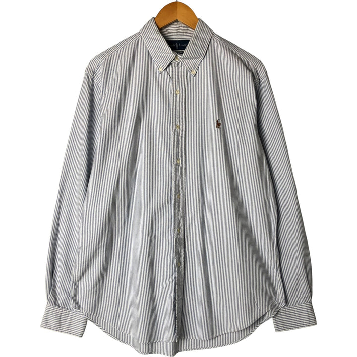 Ralph Lauren Classic Fit Long Sleeve Button Down Striped Shirt Men's Size L cotton Blue type light blue Vintage Second Hand