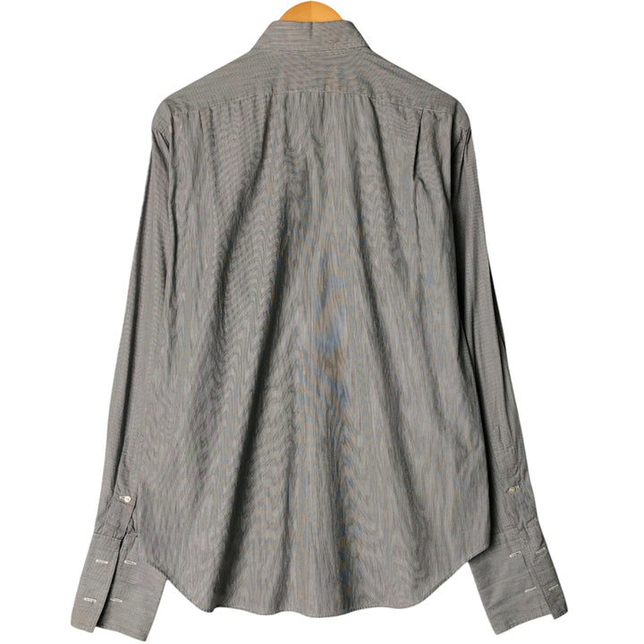 POLO by Ralph Lauren long-sleeved wide-collar cotton striped shirt with cuffs, men's size L cotton black type Vintage Second Hand