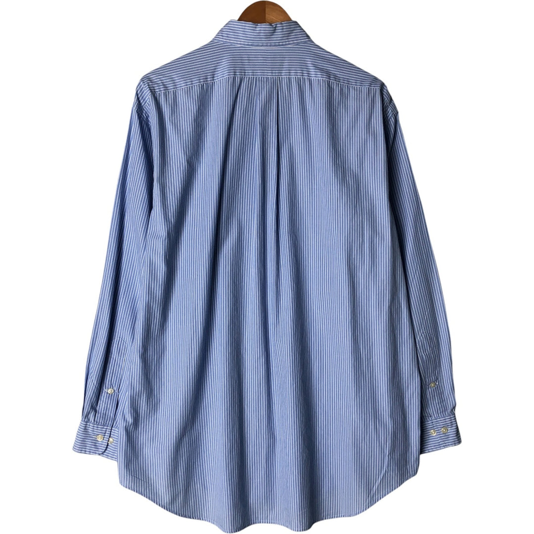 Ralph Lauren YARMOUTH Long Sleeve Button-Down Striped Shirt, Men's XL cotton Blue type light blue Vintage Second Hand