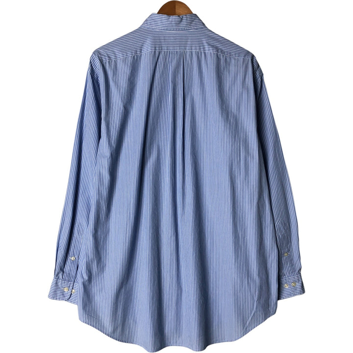 Ralph Lauren YARMOUTH Long Sleeve Button-Down Striped Shirt, Men's XL cotton Blue type light blue Vintage Second Hand
