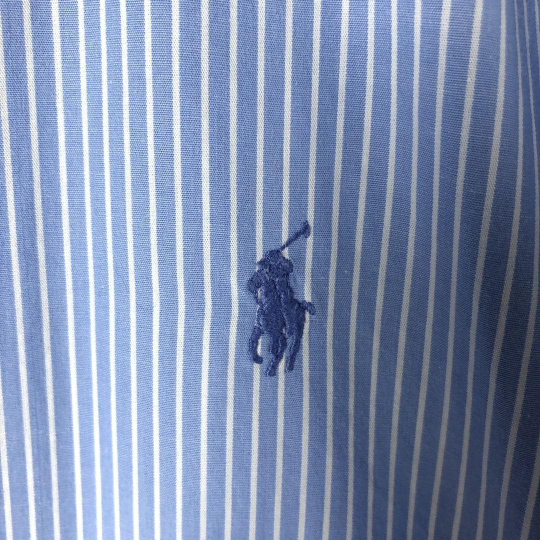Ralph Lauren YARMOUTH Long Sleeve Button-Down Striped Shirt, Men's XL cotton Blue type light blue Vintage Second Hand