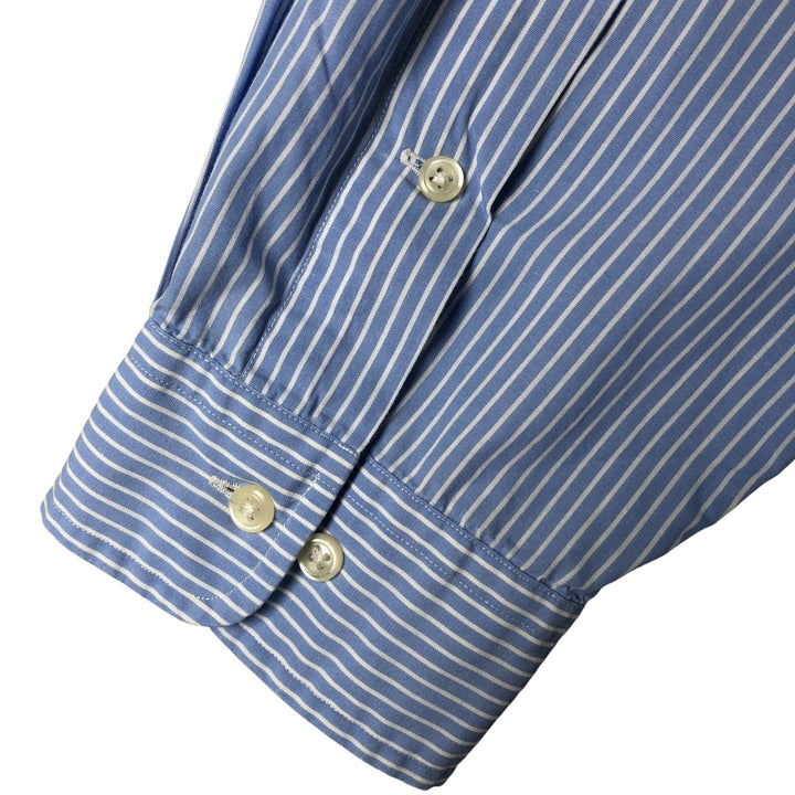 Ralph Lauren YARMOUTH Long Sleeve Button-Down Striped Shirt, Men's XL cotton Blue type light blue Vintage Second Hand