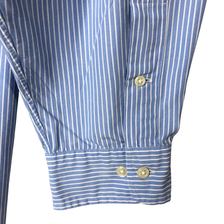 Ralph Lauren YARMOUTH Long Sleeve Button-Down Striped Shirt, Men's XL cotton Blue type light blue Vintage Second Hand