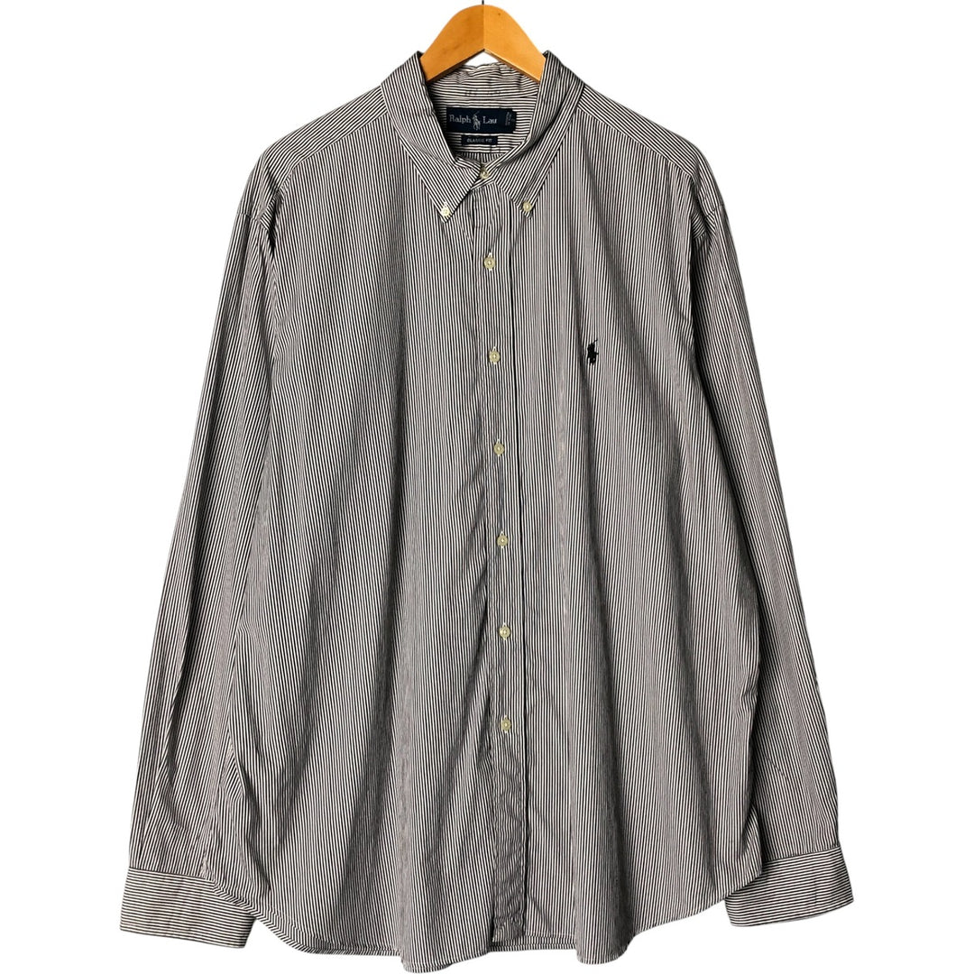 Ralph Lauren Classic Fit Long Sleeve Button-Down Striped Shirt, Men's XXL cotton white type Vintage Second Hand