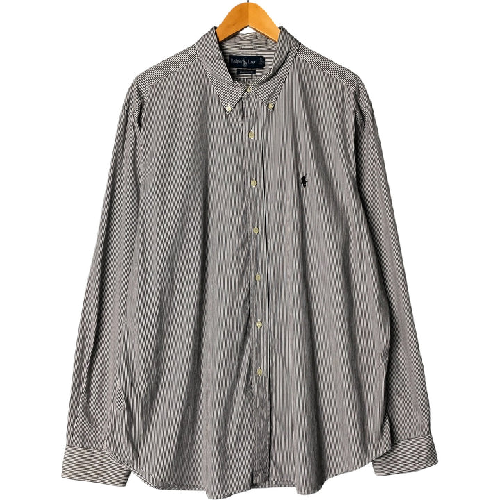 Ralph Lauren Classic Fit Long Sleeve Button-Down Striped Shirt, Men's XXL cotton white type Vintage Second Hand