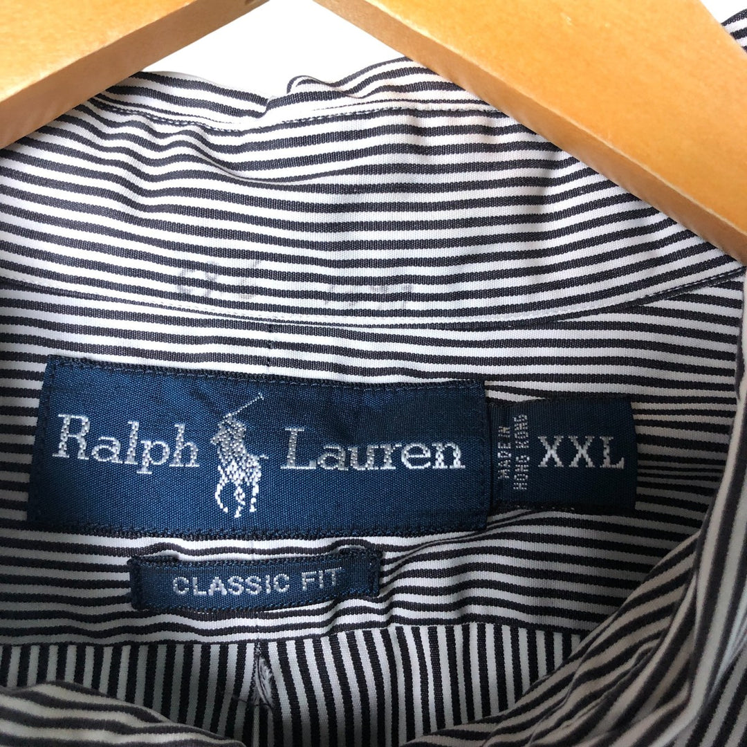 Ralph Lauren Classic Fit Long Sleeve Button-Down Striped Shirt, Men's XXL cotton white type Vintage Second Hand