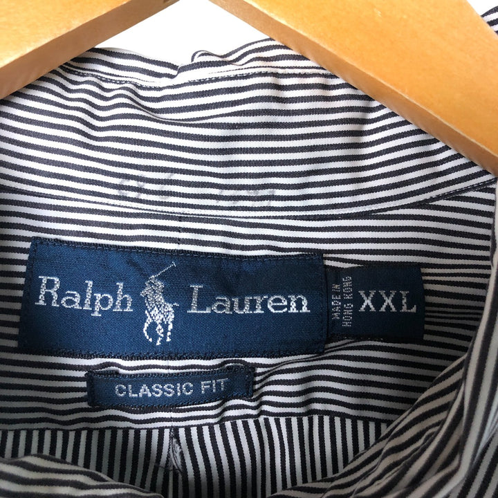 Ralph Lauren Classic Fit Long Sleeve Button-Down Striped Shirt, Men's XXL cotton white type Vintage Second Hand