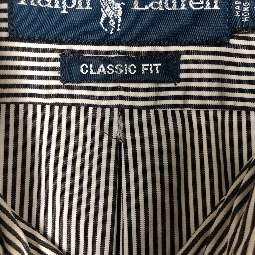 Ralph Lauren Classic Fit Long Sleeve Button-Down Striped Shirt, Men's XXL cotton white type Vintage Second Hand