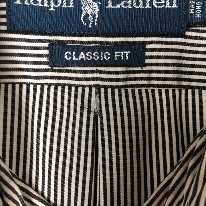 Ralph Lauren Classic Fit Long Sleeve Button-Down Striped Shirt, Men's XXL cotton white type Vintage Second Hand