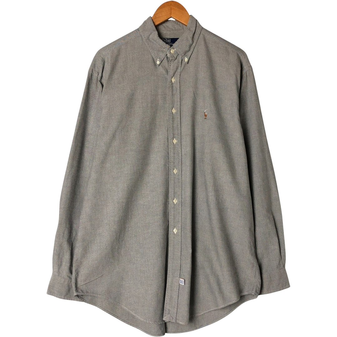 Ralph Lauren YARMOUTH long sleeve button down shirt, men's size L cotton gray type Vintage Second Hand