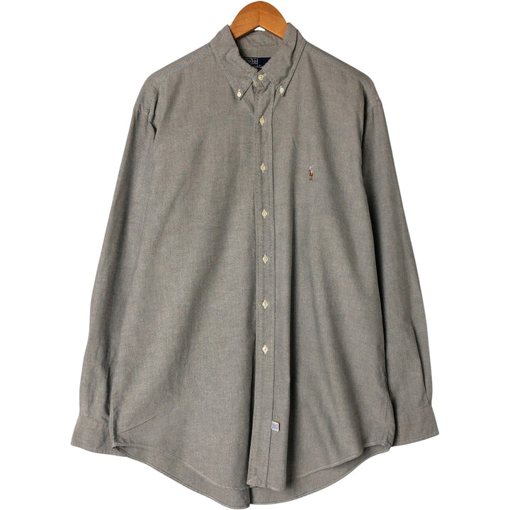 Ralph Lauren YARMOUTH long sleeve button down shirt, men's size L cotton gray type Vintage Second Hand