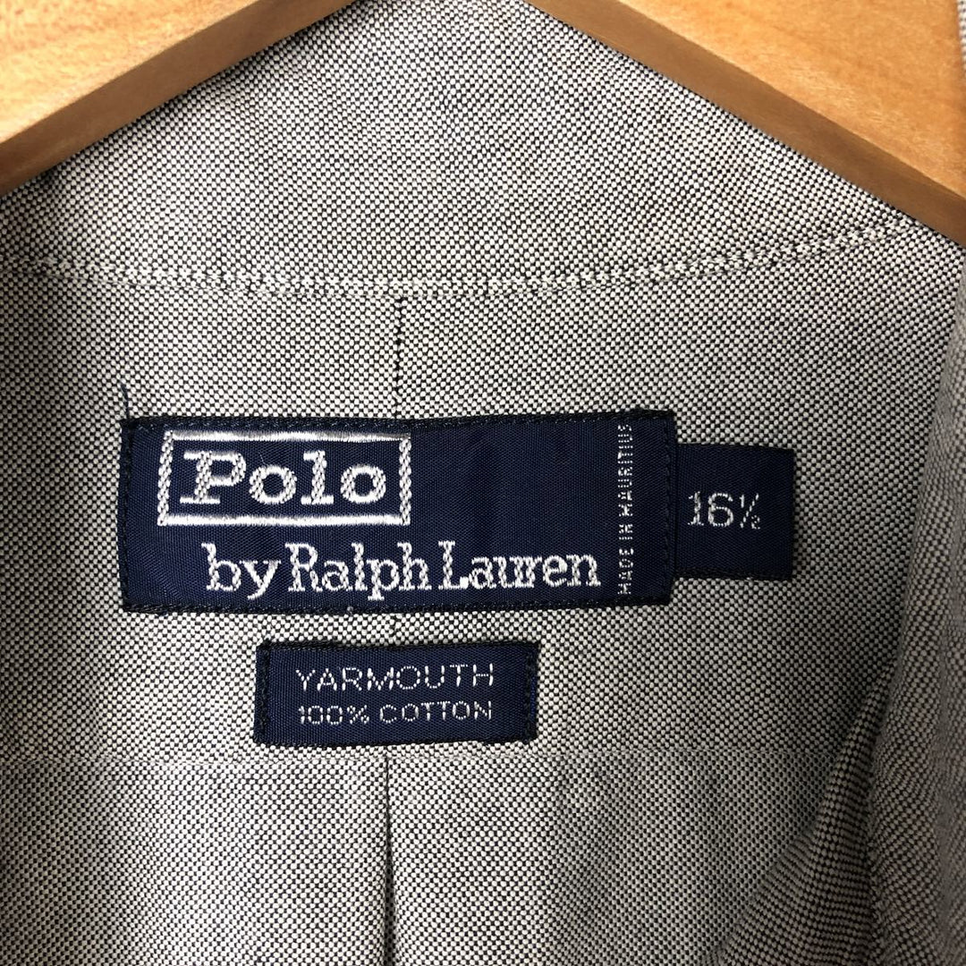 Ralph Lauren YARMOUTH long sleeve button down shirt, men's size L cotton gray type Vintage Second Hand
