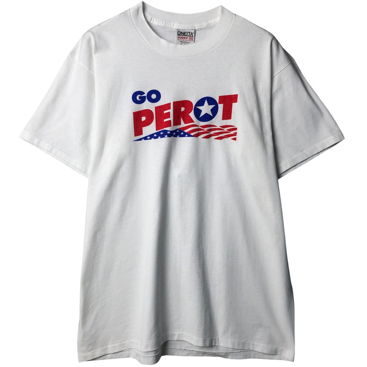 ONEITA POWER-T Message Print T-Shirt, Made in USA, Men's XL cotton white type Vintage Second Hand