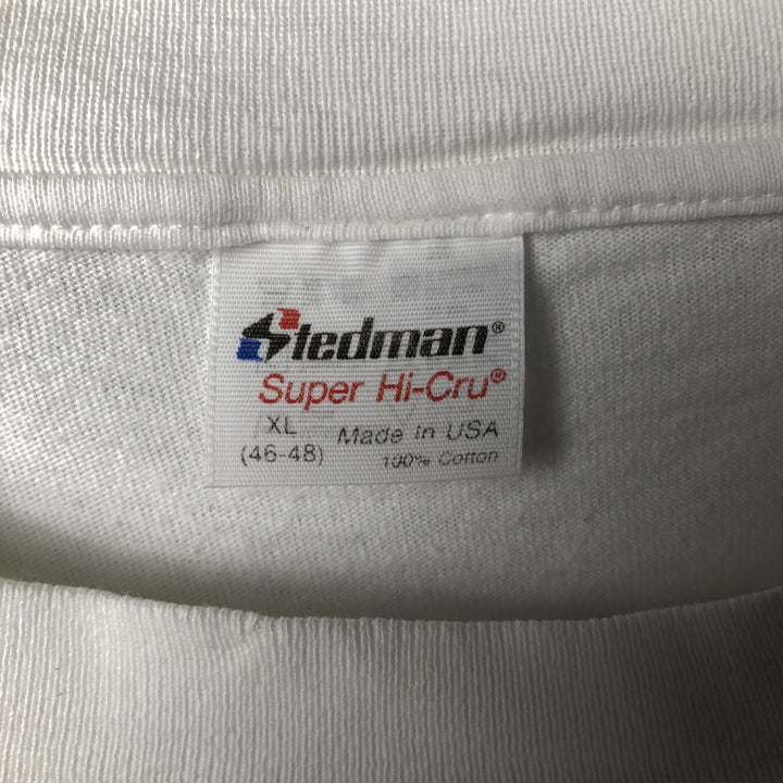 Vintage STEDMAN SUPER HI CRU Printed T-Shirt, Made in USA, Men's XL cotton white type Vintage Second Hand