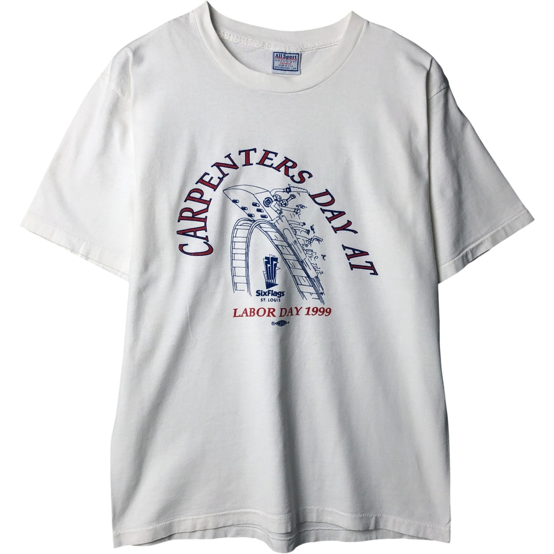 All Sports ALL SPORT MAXWEIGHT Printed T-Shirt, Made in USA, Men's Size L cotton white type Vintage Second Hand