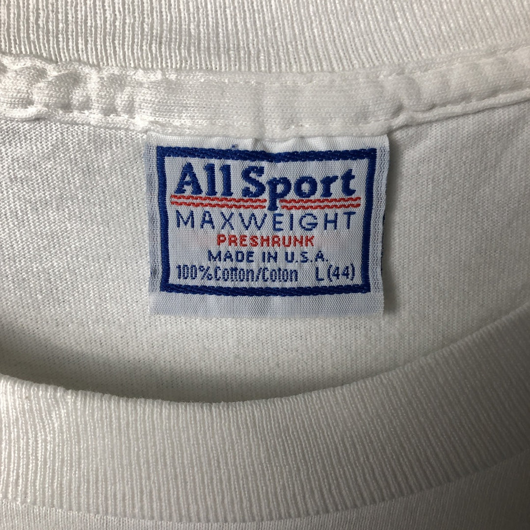 All Sports ALL SPORT MAXWEIGHT Printed T-Shirt, Made in USA, Men's Size L cotton white type Vintage Second Hand