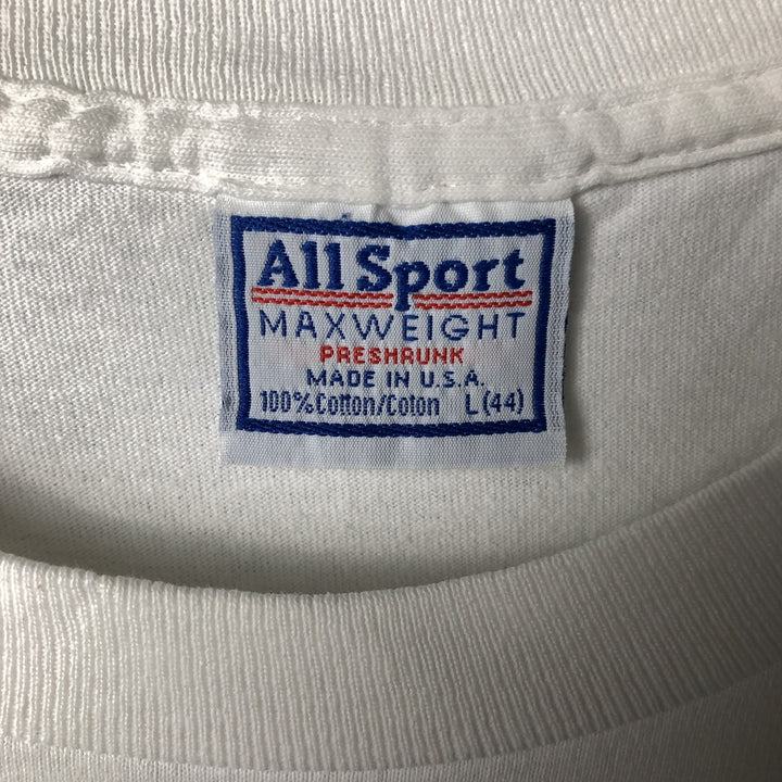 All Sports ALL SPORT MAXWEIGHT Printed T-Shirt, Made in USA, Men's Size L cotton white type Vintage Second Hand