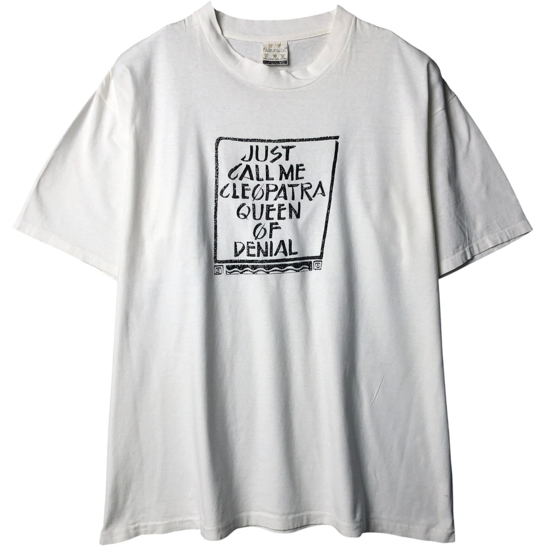 FAIR PARK Message Print T-Shirt, Made in USA, Men's XL cotton white type Vintage Second Hand