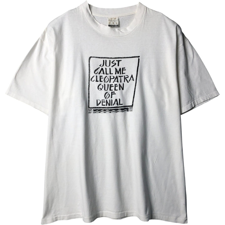 FAIR PARK Message Print T-Shirt, Made in USA, Men's XL cotton white type Vintage Second Hand