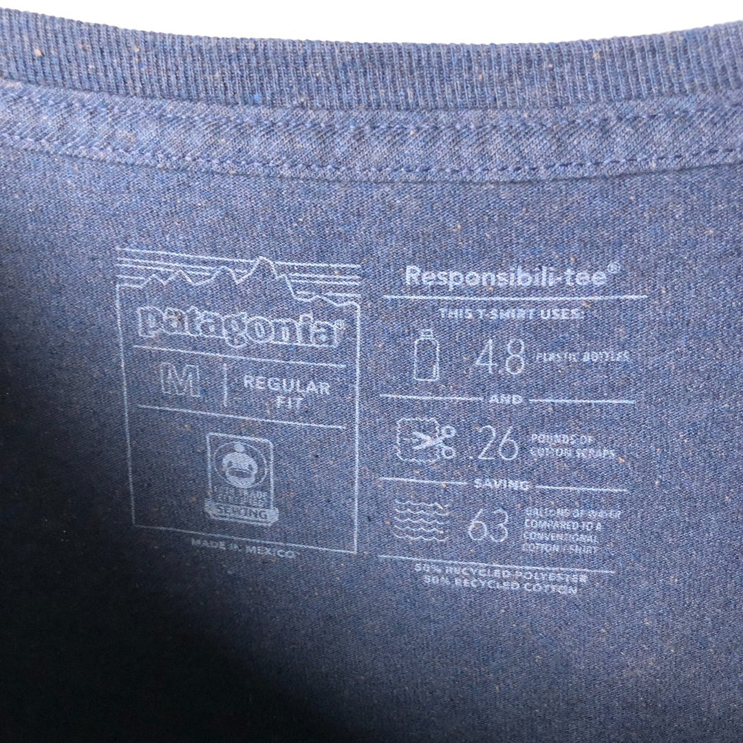 Patagonia Regular Fit Long Sleeve T-Shirt (Men's Size Medium) 38432FA19 polyester navy blue type Vintage Second Hand