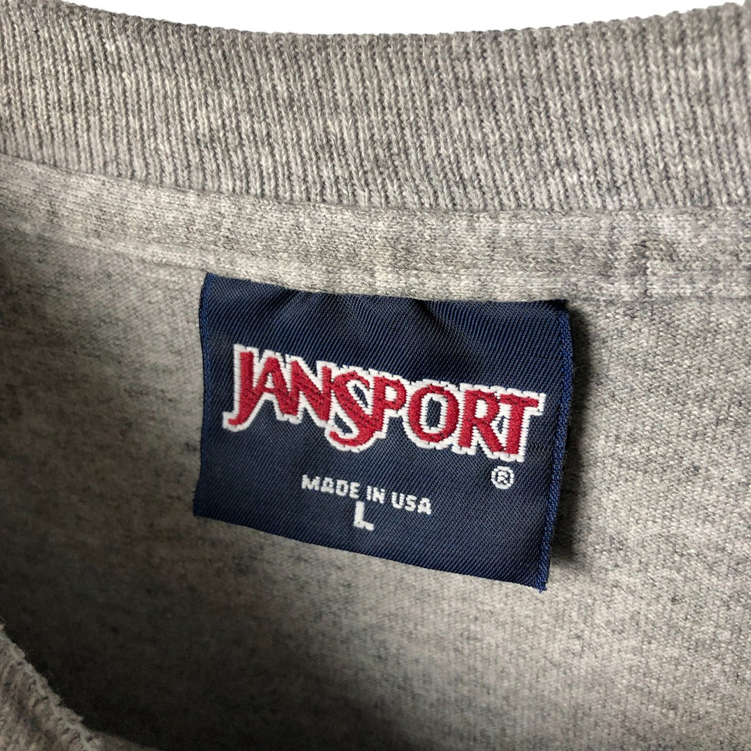 Jansport Sullivan College Long Sleeve T-Shirt, Made in USA, Men's Size Large, Vintage cotton gray type Vintage Second Hand