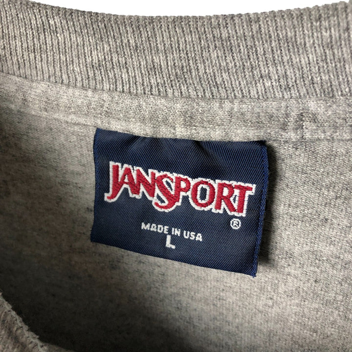 Jansport Sullivan College Long Sleeve T-Shirt, Made in USA, Men's Size Large, Vintage cotton gray type Vintage Second Hand