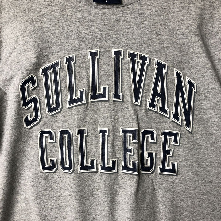 Jansport Sullivan College Long Sleeve T-Shirt, Made in USA, Men's Size Large, Vintage cotton gray type Vintage Second Hand