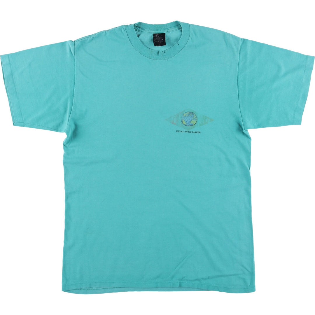 GOTCHA Surf Skate T-shirt, Men's Size M unclear Emerald green Vintage Second Hand