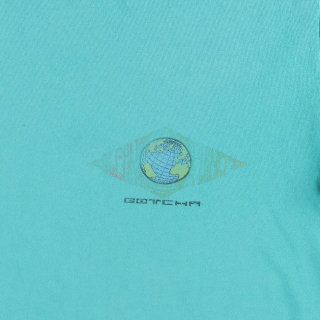 GOTCHA Surf Skate T-shirt, Men's Size M unclear Emerald green Vintage Second Hand